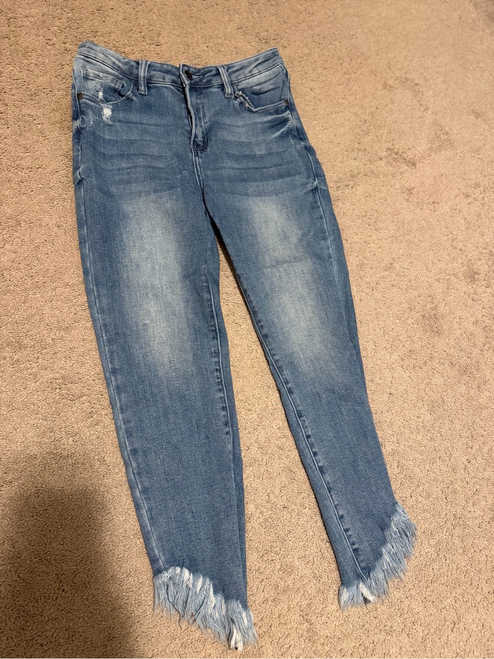 Women’s Frayed Ankle Skinny Jeans - Blue